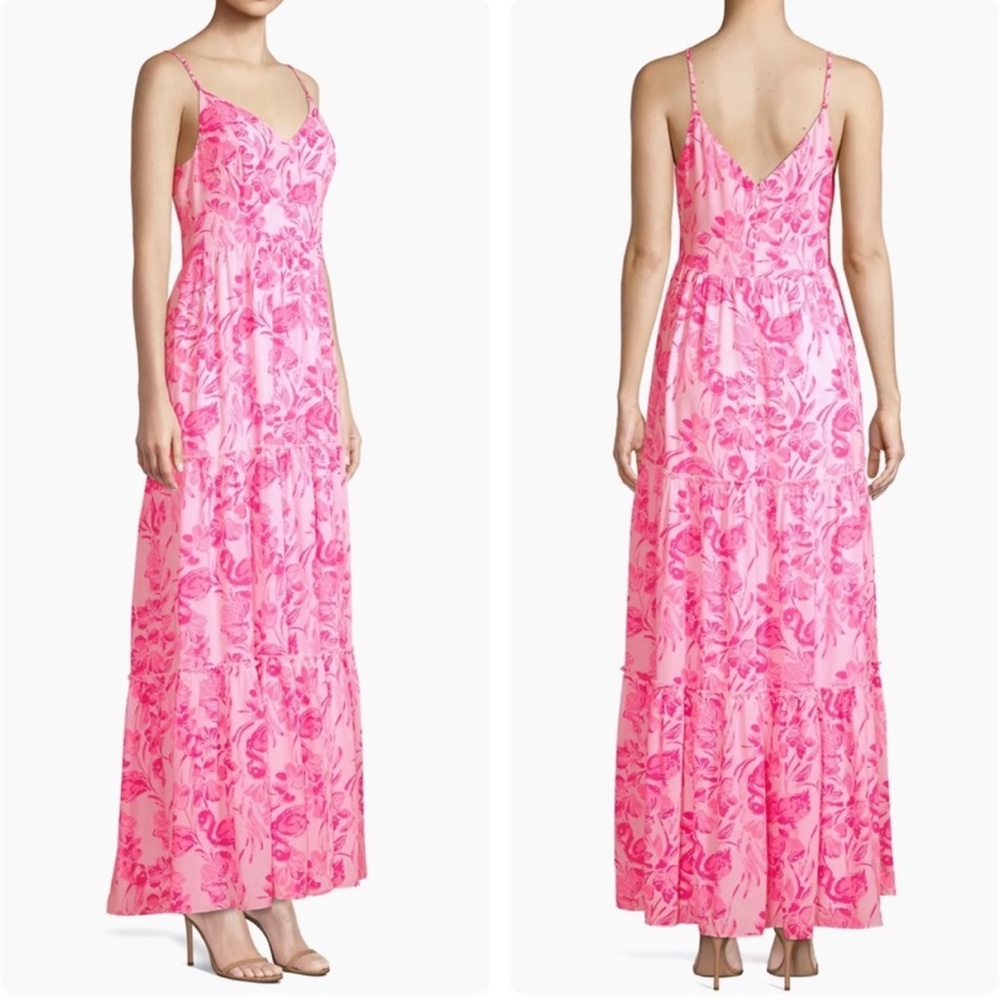 Lilly Pulitzer Melody Maxi Dress in Coral Reef Tint Flamingle Pink Women's 2